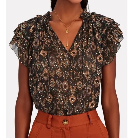Ulta Johnson 100% Silk Elf Printed Top - Picture 7 of 12
